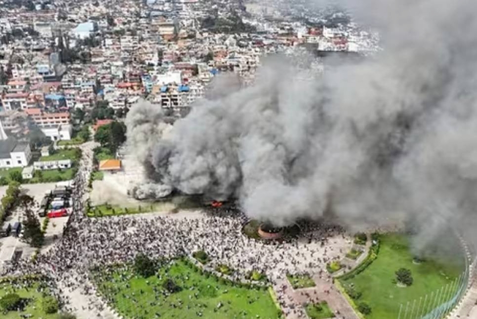 Nepal's parliament set on fire after PM resigns